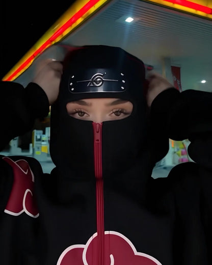 Detalle de la máscara de la sudadera Akatsuki